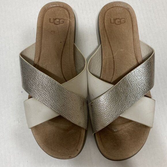 UGG Australia Flat sandals SILVER KARI METALLIC Women's Size 7 - Picture 5 of 8